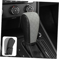 Leather Car Gear Shift Knob Cover, Exquisite Embroidery Design, Durable Gray