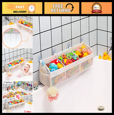 Large 3-Compartment Bath Toy Organizer - Easy Access Tub Storage Holder