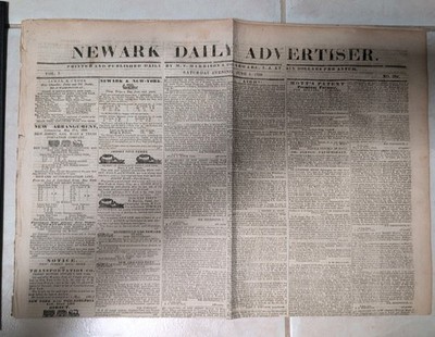 Vintage Newark Daily Advertiser. VOL 7 June 1, 1839 Antique Original Newspaper 
