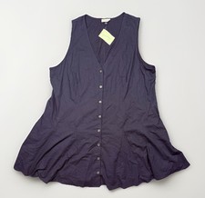 Target Dark Purple Sleeveless A-Line Button Dress 60% Cotton Pockets Knee Length