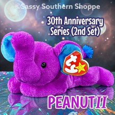    PEANUT II   2023 Ty Beanie Babies Fuchsia ELEPHANT 30th Anniversary MWMT 