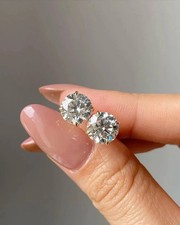 2Ct Round Cut White Moissanite Women's Stud Earring 14K Yellow Gold Plated