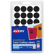 Avery Color-Coding Removable Labels, 3/4 Inch Round Labels, Black, Non-Printa...