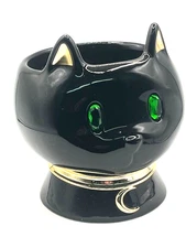 Bath & Body Works Black Cat 3-wick Candle Holder Pedestal  5.9” D X 6.3” H