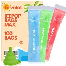 100 MAX Disposable Ice Popsicle Mold Bags 12x2.5" for Max 12X2.5  , Clear