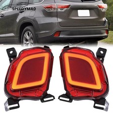 For Toyota Highlander 2015-2019 Led Set Rear Bumper Reflector Fog Light Red Lens