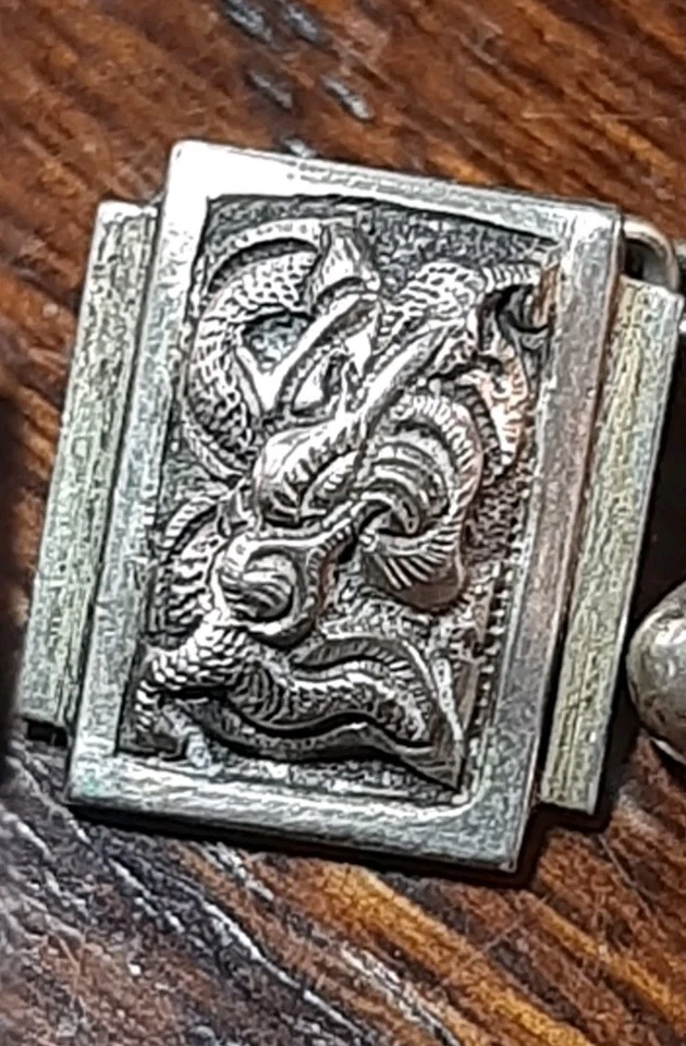 Superbi Gemelli -  Art Deco -Draghi- Argento- Estremo Oriente - Immagine 4 di 4