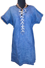 Polo Ralph Lauren Womens Denim Lace-Up Dress 100% Cotton Size 14 EUC