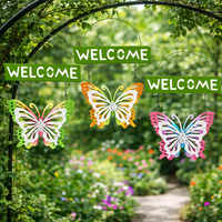 1 X Roots & Shoots Butterfly Willkommen Garten Schild Metall HäNgend 16Cm Deko