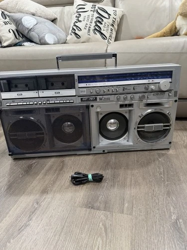 Sharp GF-767Z Double Cassette Boombox APSS AM/FM Stereo Silver