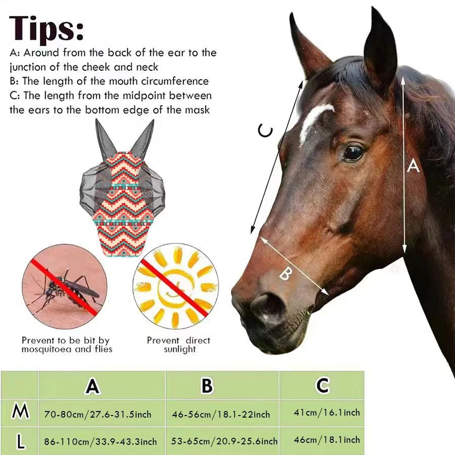 Máscara de malla antimoscas transpirable antimosquitos para caballos Equipamiento para caballos Foto 4 de 4