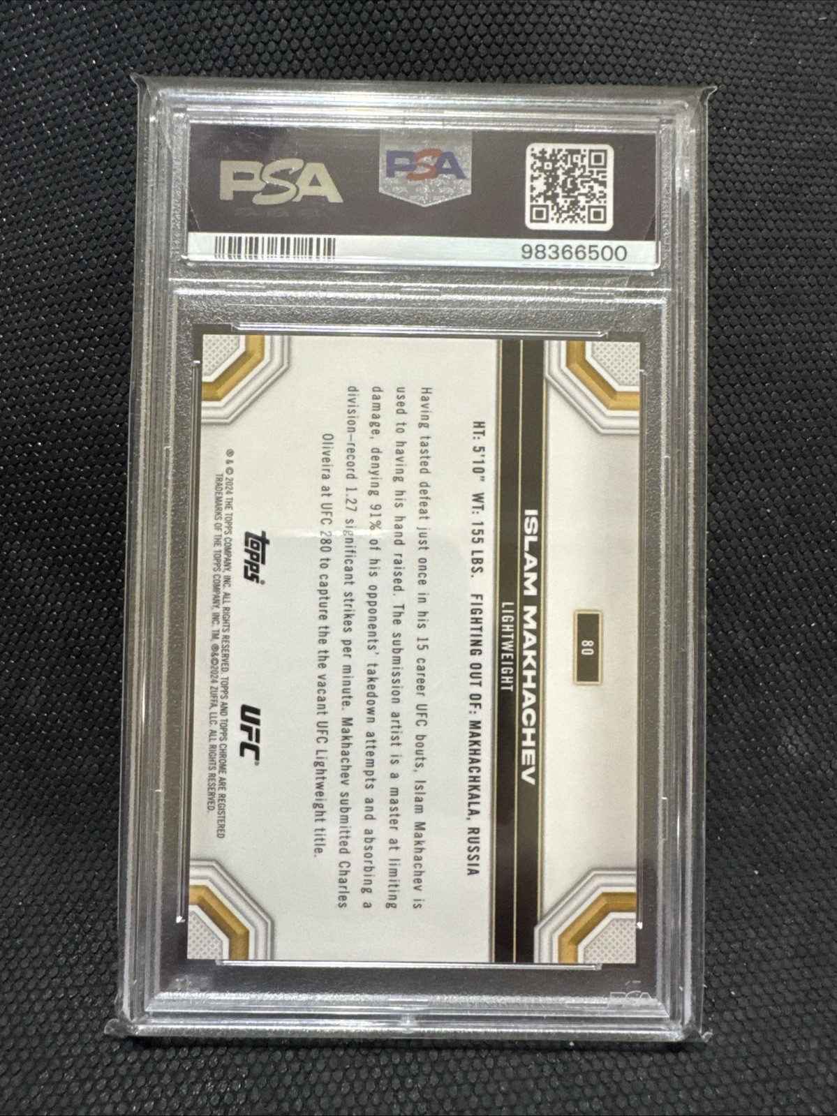 2024 Topps Chrome UFC Islam Makhachev Gold /50 PSA 10 view 2