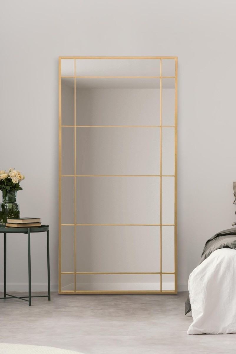MirrorOutlet Large Gold Metal Framed Wall Leaner Mirror - 71"" X 35"" 180x90cm
