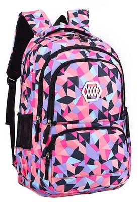 Girl Geometric Printed Primary Junior High University School Bag Bookbag Back...