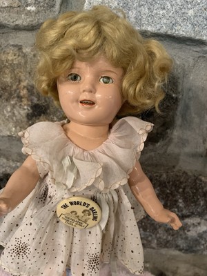 Vintage 1930 s Composition Ideal Shirley Temple Doll 13  Starburst Dress Mohair