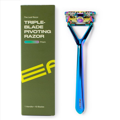 | Leaf Razor, All-Metal Safety Shaver with Pivoting Head & Adjustable Blade Load