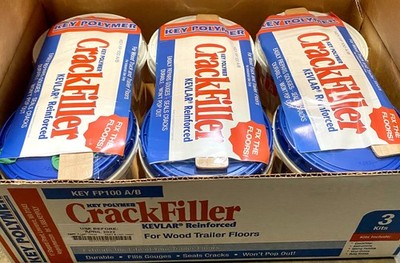 Crack Filler by KEY POLYMER FP100AB  Kit for Trailer Wood Flooring Repair 3-PACK