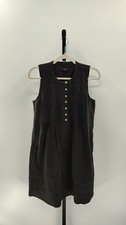 Quince 100% European Linen Sleeveless Swing Dress Black Basic Sleeved S