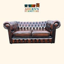 Vintage Brown Leather Chesterfield 2 Seater sofa FREE DELIVERY