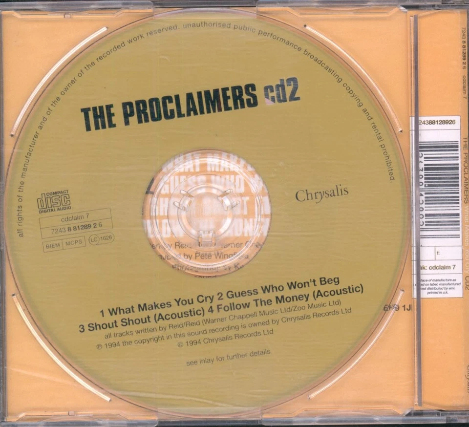 Proclaimers Was Dich Zum Weinen Bringt CD UK Chrysalis 1994 Single CDCLAIM7 - Bild 2 von 2