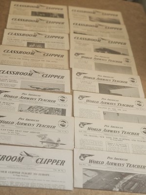 PAN AMERICAN MAGAZINE LOT OF 16  / CLASSROOM CLIPPER 9 AND WORLD AIRWAY TEACHER9