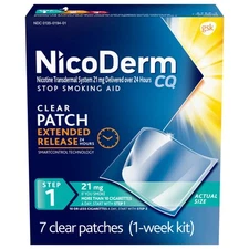 Nicoderm Cq Step 1 Nicotine Patches To Quit Smoking, 21mg, Stop Smoking Aid, 7 C