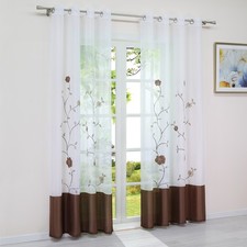 Transparent Gardinen Stores Voile Vorhang Blumen Bestickt Fensterschals Modern