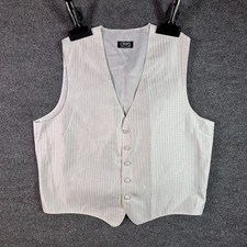 VINTAGE Chaps by Ralph Lauren Suit Vest Men's XL White Polyester Made In USA