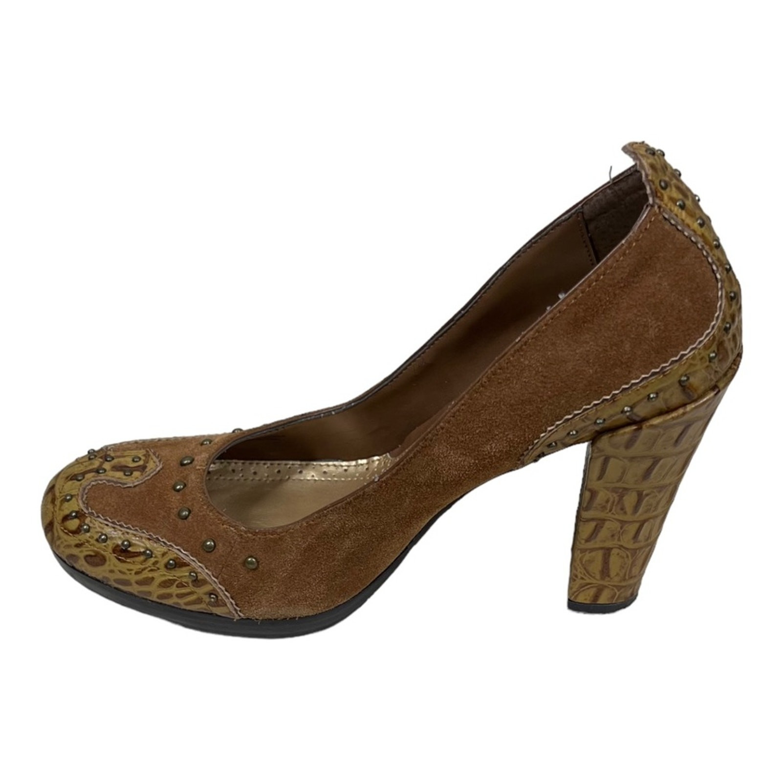 Sam Edelman Kyle Reptile Suede Studded Heels Women’s Size 8.5 Black