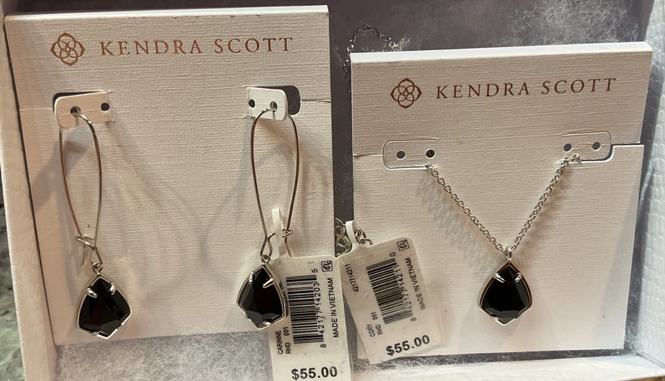 Kendra Scott Set - Halskette (Cory) & Ohrringe (Corrine) Rhodiumsilber UVP 110 $