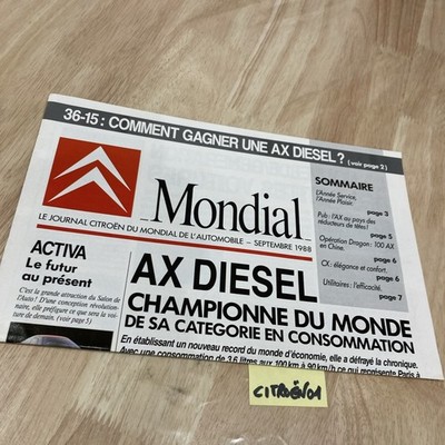 Citroën Mondial 1988 AX Activa BX 4X4 CX Brochure Automobile Journal
