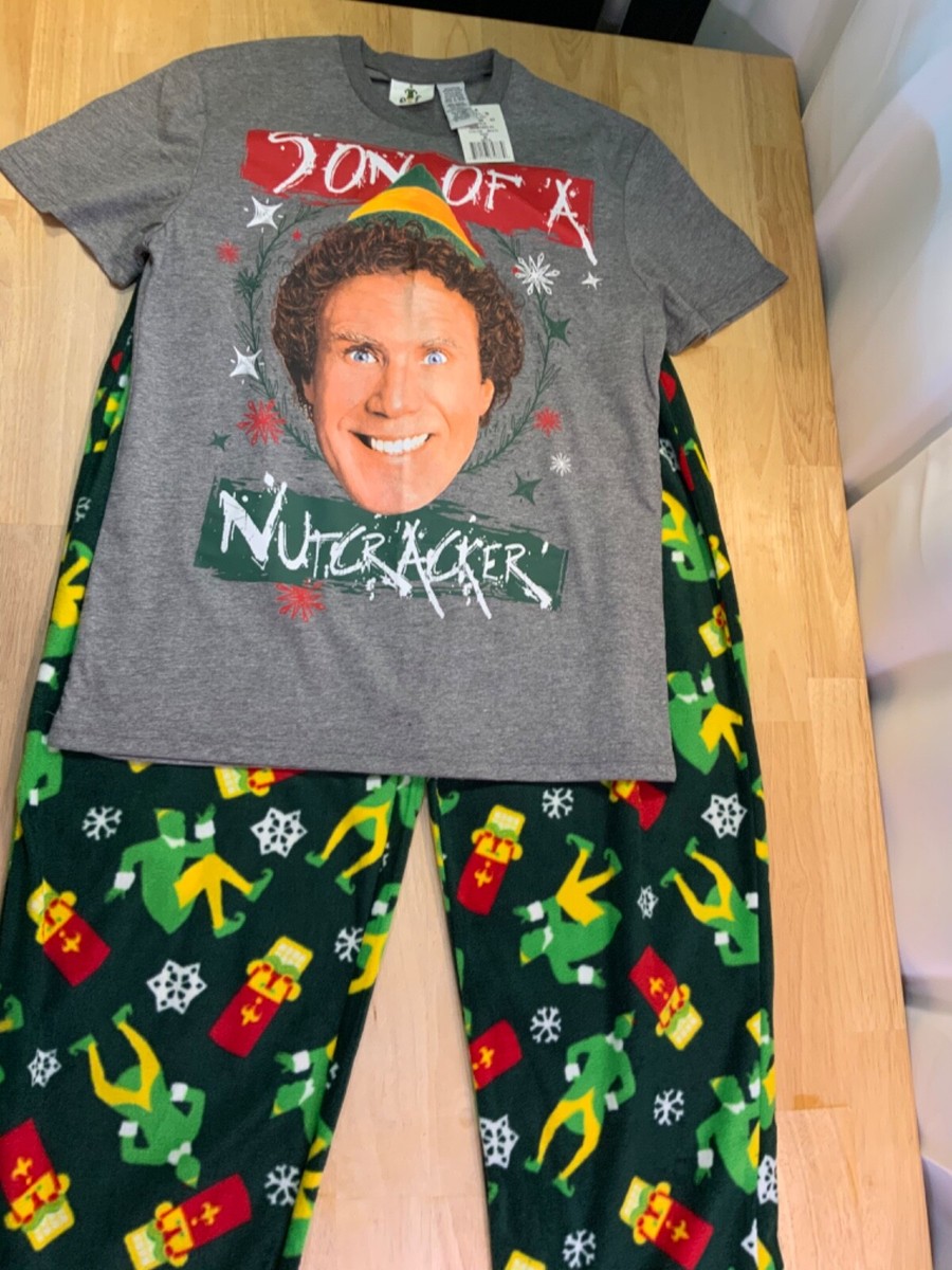 New Men’s Elf the Movie PJ Set with Buddy says SON OF A NUTCRACKER-Sz  M-FUNNY!!*