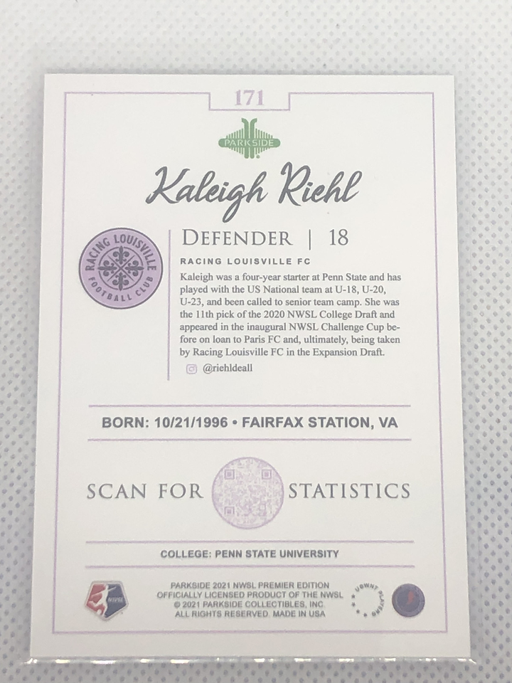 2021 Parkside NWSL | #171 Kaleigh Riehl Racing Louisville | Black ...