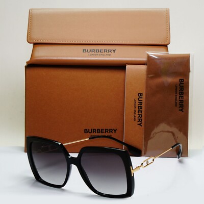 Burberry Luna BE4332 Sunglasses Black Grey Gradient Oversized Square New Burberry LUNA BE 4332 Black/Grey Shaded (30018G) Sunglasses  main image 3