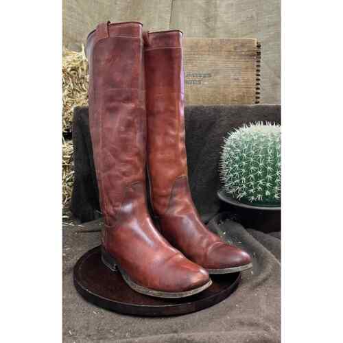 Frye Women - Size 6.5B - Cinnamon Color Tall Zipper Cowboy Boots Style 76932 - Afbeelding 1 van 10