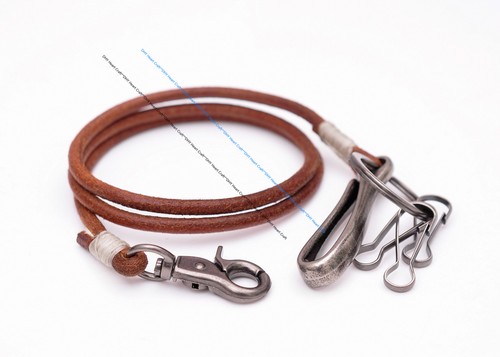 30' Vintage Handmade Long Strong Biker Trucker 5mm Leather Key Jean Wallet Chain - Picture 6 of 10