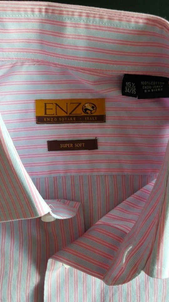 Camisa social masculina ENZO TOVARE super macia Itália algodão manga longa - 15,5x34/35 - Imagem 2 de 4