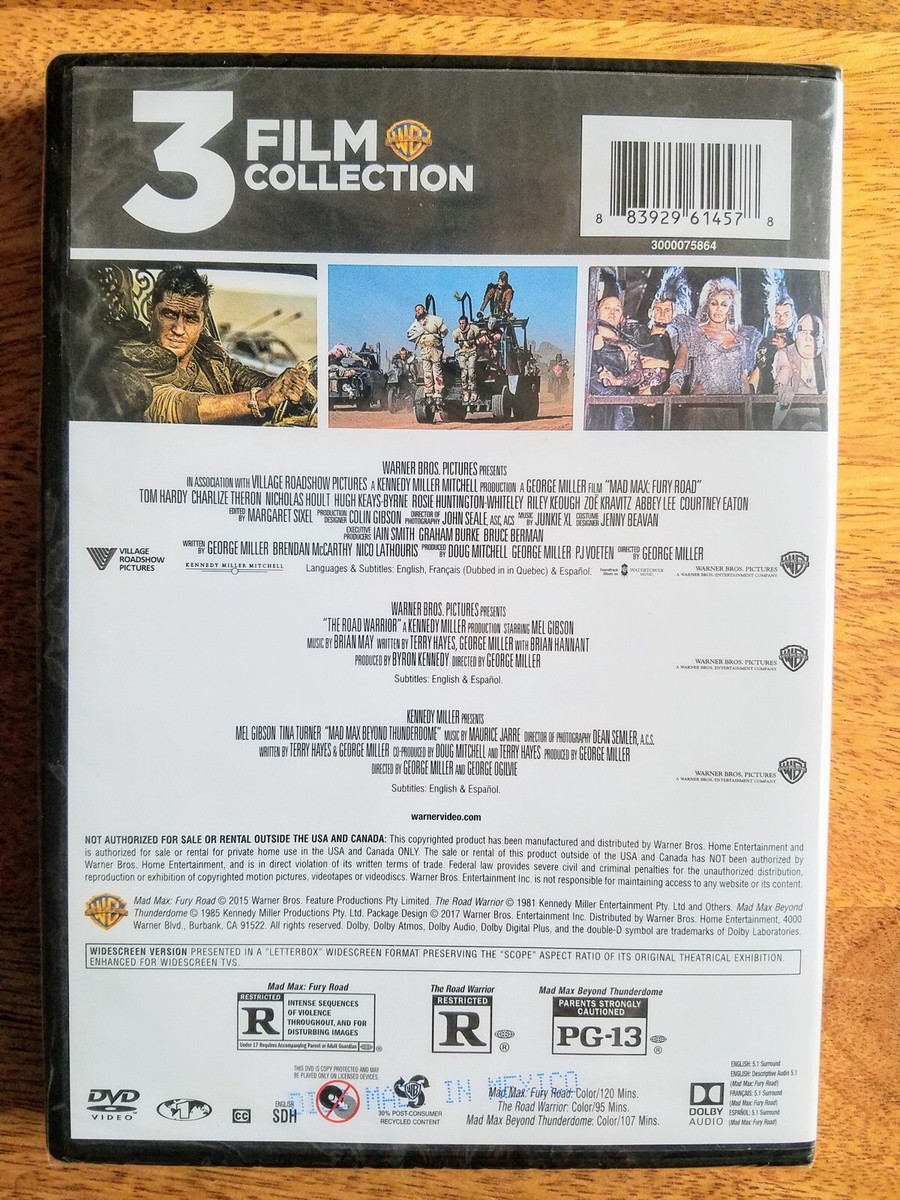 Mad Max 3 Film Collection DVD Road Warrior Beyond Thunderdome Fury
