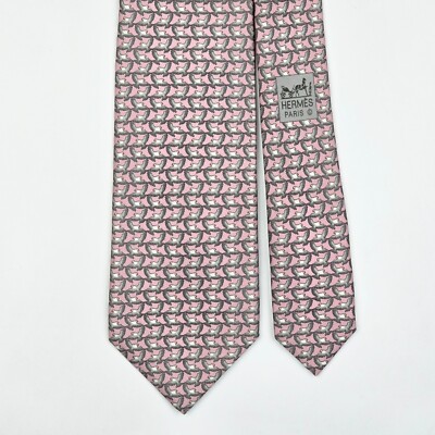 HERMES TIE 605746 HA Bird on Pink Silk Necktie | eBay