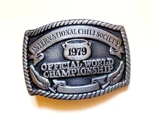 International Chili Society 1979 World Championship Belt Buckle Free Shipping