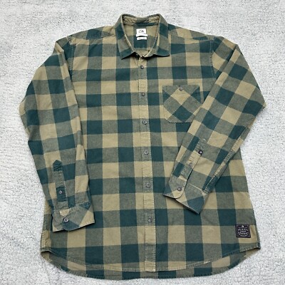 Quicksilver Flannel Button up Mens Extra Extra Large Green Buffalo Plaid Heavy