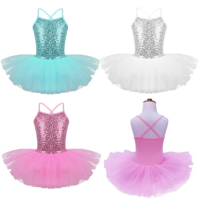 US Kids Girls Ballet Tutu Leotard Pleated Dress Playwear Stage Performance Dance