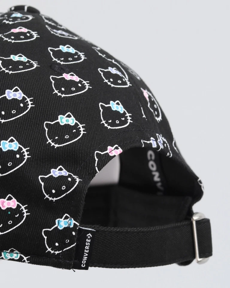 Chapéu Converse X Hello Kitty Flower Dad preto moda raro presente esgotado  - Imagem 2 de 3