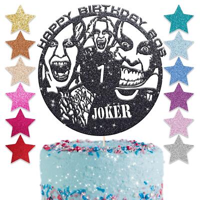 Batman Joker Geburtstag Kuchen Topper Superheld Cartoon Glitzer Party maßgeschneidertes Alter