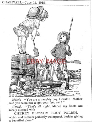 WK1 Reklame KIRSCHBLÜTE Stiefel- & Schuhcreme (3) kleiner antiker Druck 1915 734/42