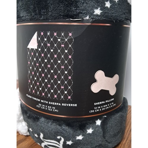 Juicy Couture Black Plush Throw Blanket with a 12 x 8 x 3 Bone Shape Pillow - Picture 5 of 6