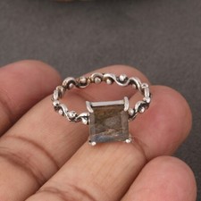 Labradorite Wave Band Ring Engagement 925 Sterling Silver Rings For Gift Her