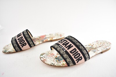 Christian Dior Dway Jardín D' Hiver Embroidered Logo Slide Mule