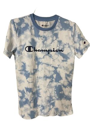 Champion Boys Top Shirt Short Sleeve Blue Tie Dye L 12-14