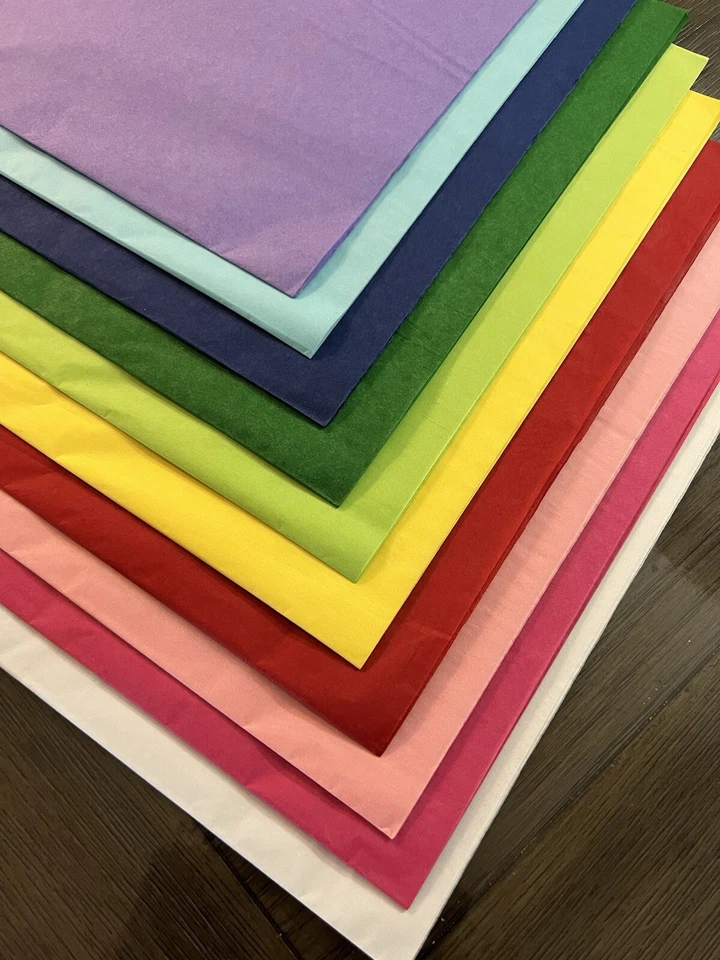 Papel de envolver pañuelos 10 colores vibrantes a granel 120 hojas 26x20 pulgadas Foto 2 de 4